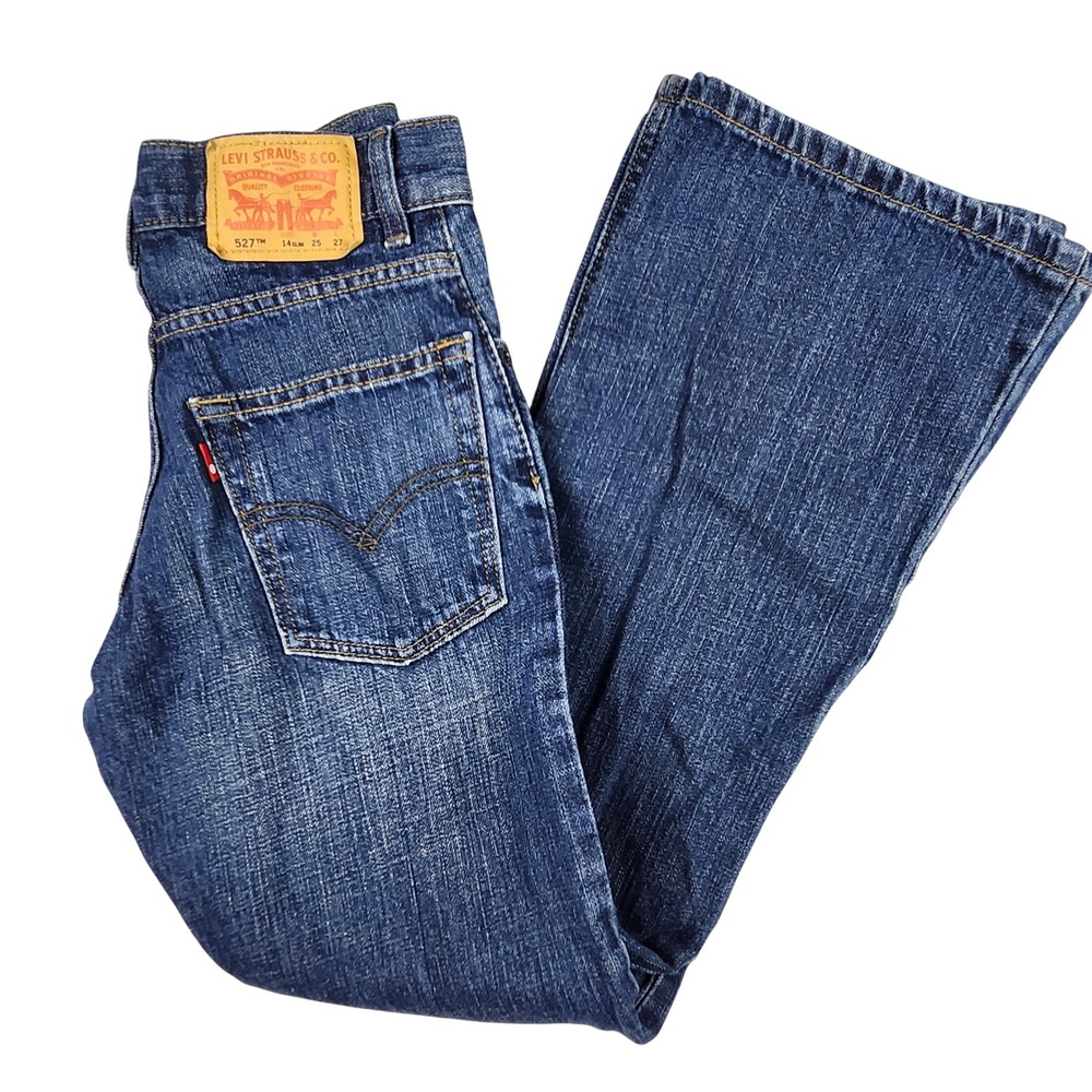 Levi 527 Bootcut Jeans Youth Boys Girls 14 Slim Blue Denim 100% Cotton School